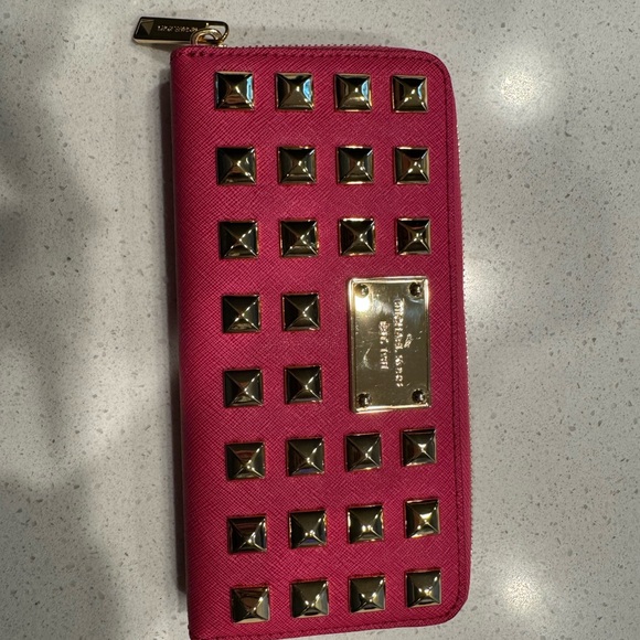 Michael Kors Pink Wallet with Gold Studs - Picture 1 of 4